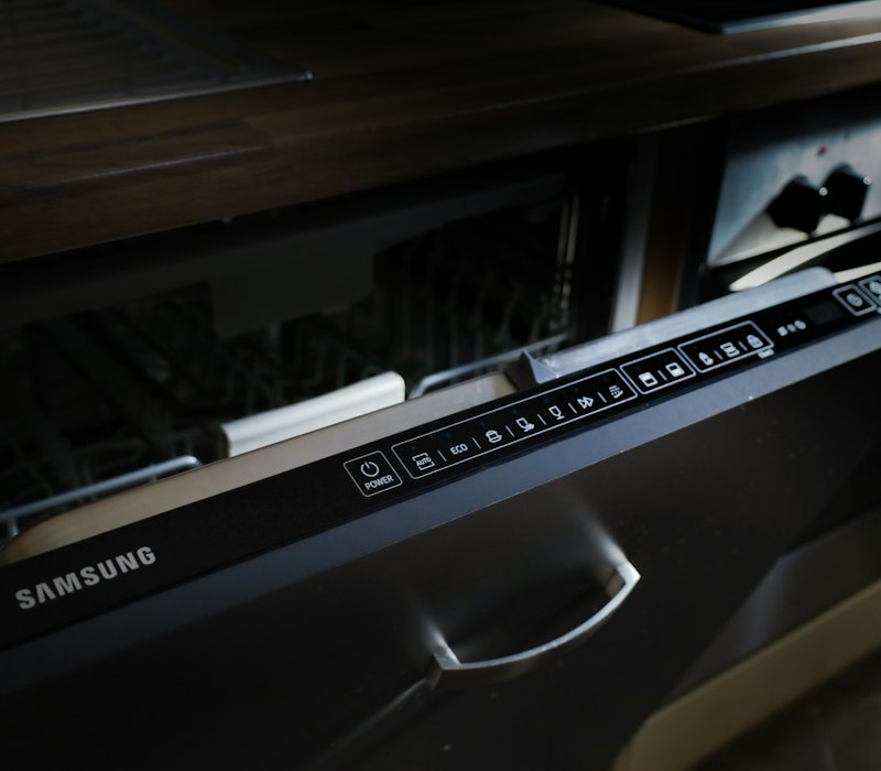 Built-in dishwasher in kitchen cabinetry