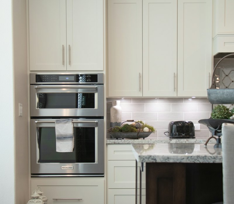 Built-in double oven in a fitted kitchen